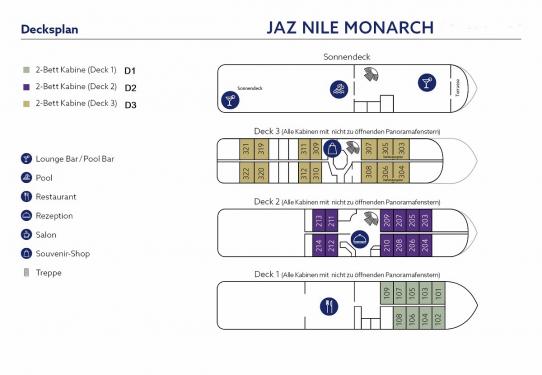 Decksplan MS Jaz Nile Monarch