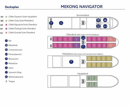 Decksplan MS Mekong Navigator