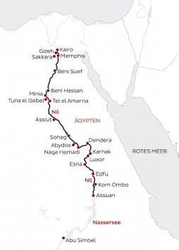 Nil-Schiffsreise Kairo - Assuan -Übersichtskarte