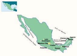 Mexiko-Rundreise Mexico City bis Yucatan - Übersichtskarte