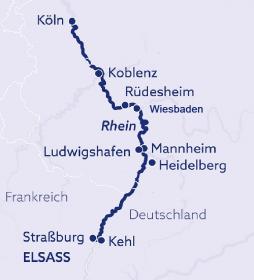 Rhein-Schiffsreise Köln - Loreley - Straßburg - Köln