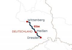 Elbe-Schiffsreise Advent in Dresden - Wittenberg - Meißen - Route
