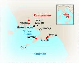 Sorrent-Standortreise Capri und Amalfiküste - Route