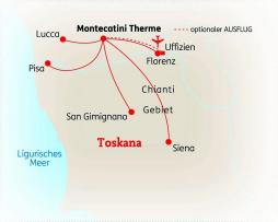 Toskana-Standortreise Pisa - Siena - Florenz - Route