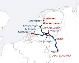 Rhein-Schiffsreise Rotterdam - Amsterdam - Tulpenblüte (Route)