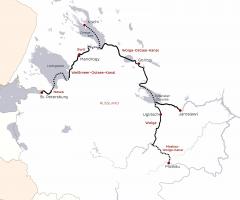 Wolga-Schiffsreise St. Petersburg - Moskau - Routenkarte